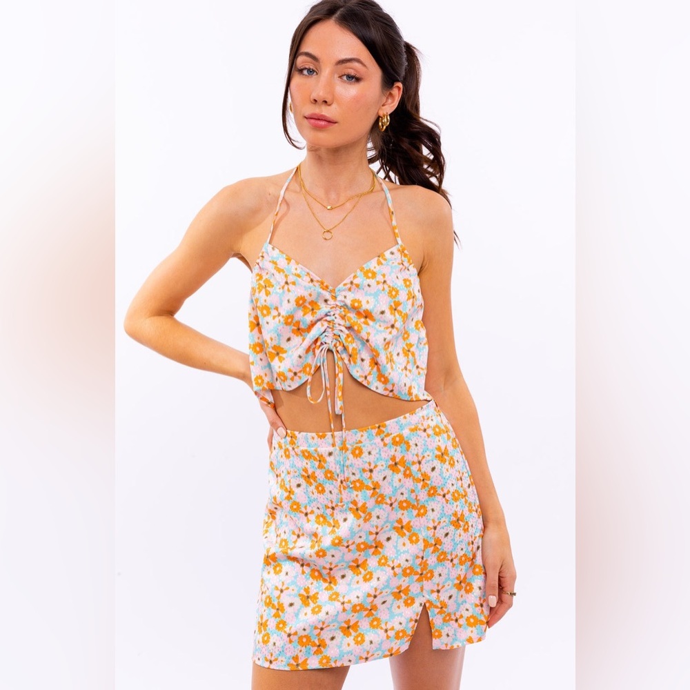 Tracie Floral Halter Crop Top